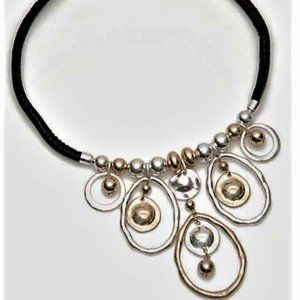 New Directions®Leather Collar 2-Tone Drop Necklac